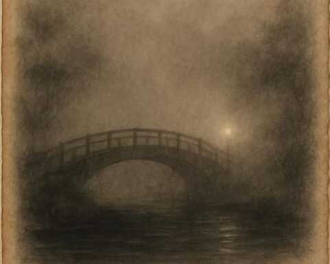 Stuckey’s Bridge glowing with a ghostly lantern over the Chunky River Mississippi.