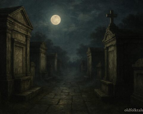 St. Louis Cemetery at night associated with ghost train legends in New Orleans