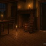 A thin line of salt placed across a wooden doorway in an early American home