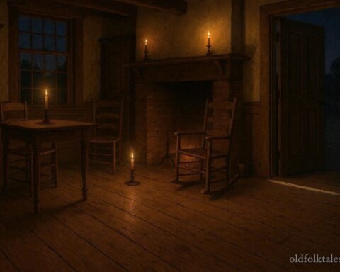 A thin line of salt placed across a wooden doorway in an early American home