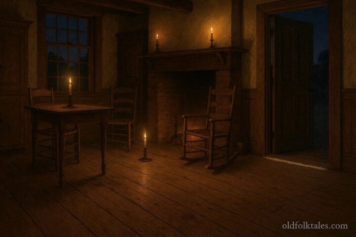 A thin line of salt placed across a wooden doorway in an early American home