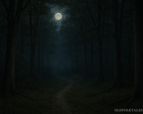 Moonlit forest path in rural Pennsylvania associated with the Seven Gates of Hell legend
