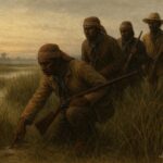 Black Seminole Scouts guiding soldiers through southern frontier terrain