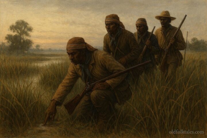 Black Seminole Scouts guiding soldiers through southern frontier terrain