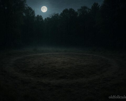 The Devil’s Tramping Ground in North Carolina showing a circular area where no vegetation grows