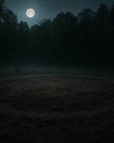 The Devil’s Tramping Ground in North Carolina showing a circular area where no vegetation grows