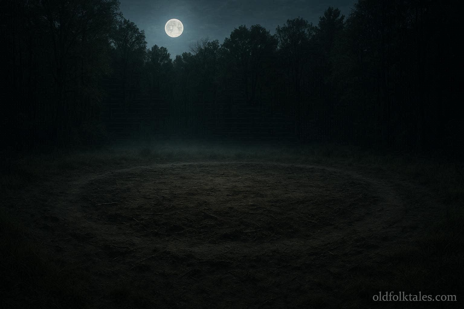 The Devil’s Tramping Ground in North Carolina showing a circular area where no vegetation grows