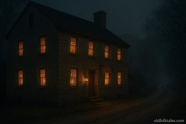 The Old Talbott Tavern in Kentucky illuminated at night