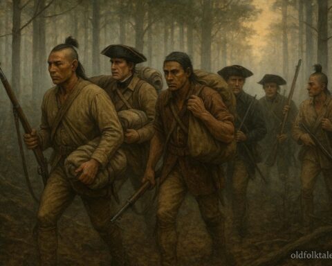 Oneida warriors assisting American soldiers during the Revolutionary War