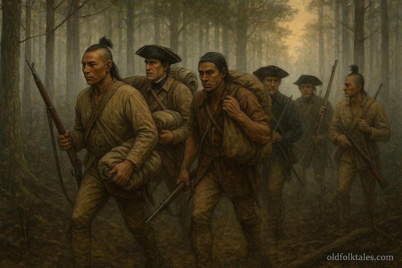 Oneida warriors assisting American soldiers during the Revolutionary War