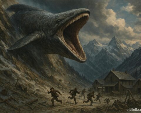 Slide-Rock Bolter, a legendary mountain cryptid said to slide down Colorado slopes to devour miners