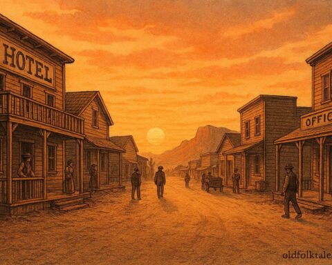 Billy the Kid outlaw legend represented by a 19th-century Southwestern frontier town scene