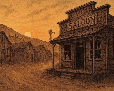 Abandoned Bodie Ghost Town in California with dusty street and old wooden buildings at sunset