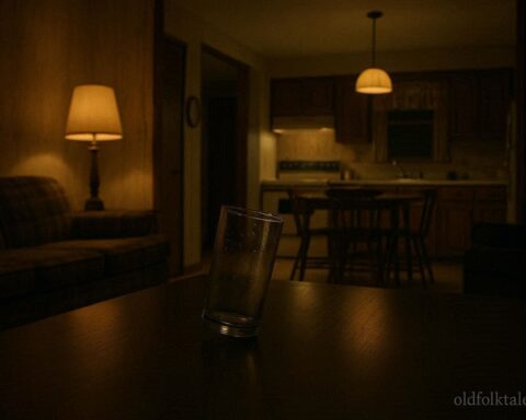 Glass moving across a table inside a Connecticut home representing the Bridgeport poltergeist legend