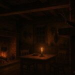 A small cricket perched inside a 19th-century American home representing a superstition about luck and protection