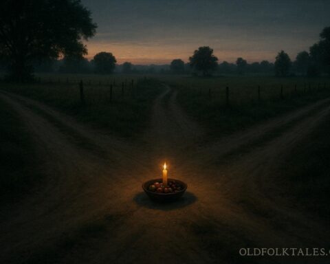 An offering placed at a quiet crossroads for healing