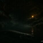 Giant salamander-like creature moving beneath the subterranean waters of Mammoth Cave in Kentucky representing the cryptid legend