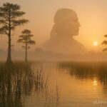 Misty Everglades landscape at sunrise representing the legend of Chief Osceola’s spirit