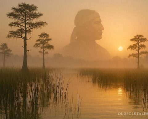 Misty Everglades landscape at sunrise representing the legend of Chief Osceola’s spirit