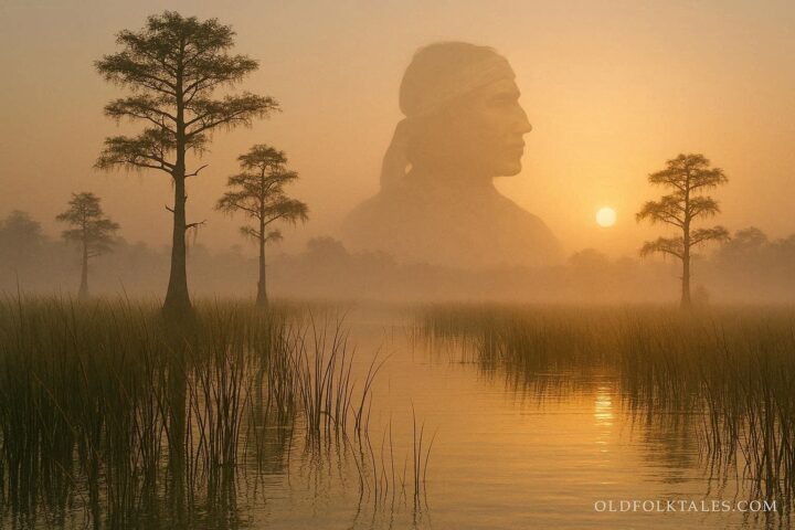 Misty Everglades landscape at sunrise representing the legend of Chief Osceola’s spirit