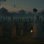 Ghostly woman walking among graves at Fort Gibson cemetery searching for a soldier