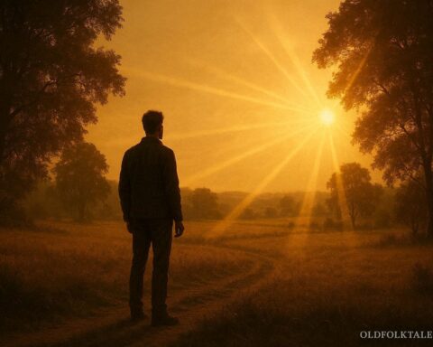 Man standing in a rural field experiencing a mysterious extra year of time