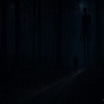 Tall shadow figure standing in a forest representing the Nalusa Falaya spirit legend