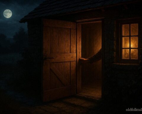 A door being closed at night to keep out harmful air