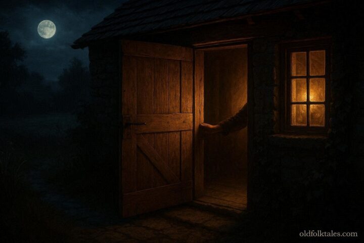 A door being closed at night to keep out harmful air