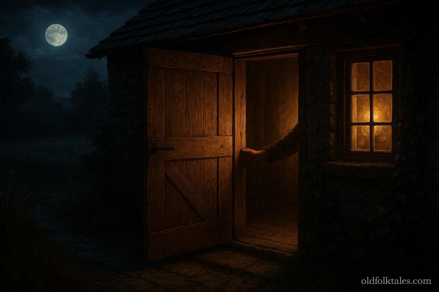 A door being closed at night to keep out harmful air