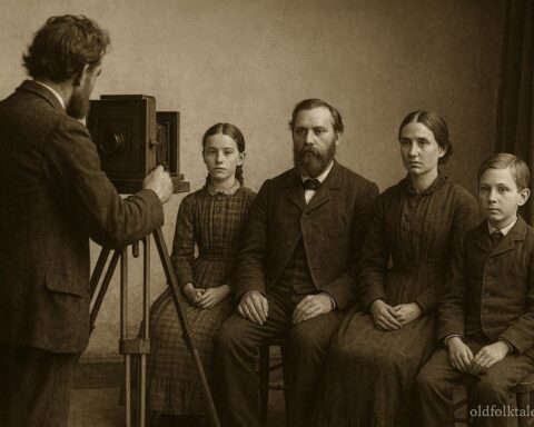 19th-century family posed for a photograph reflecting the superstition that cameras could capture part of the soul