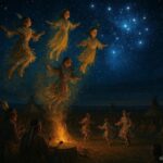 Young dancers rising into the sky and becoming the Pleiades star cluster