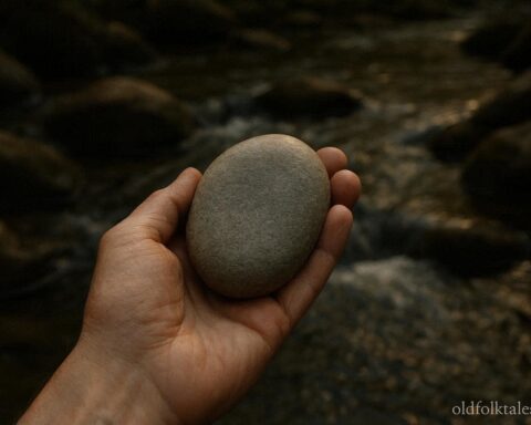 A smooth stone from a river being held for healing