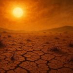 Scorched land under a harsh sun representing drought and imbalance