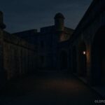 An old stone fort with empty corridors and dim evening light