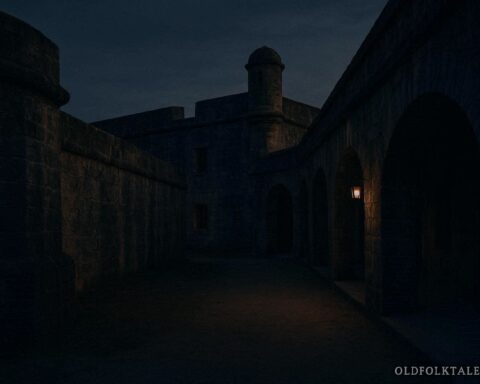 An old stone fort with empty corridors and dim evening light