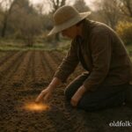 Person blessing garden soil before planting in early spring
