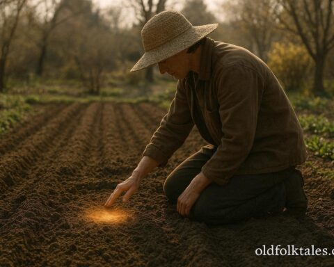 Person blessing garden soil before planting in early spring